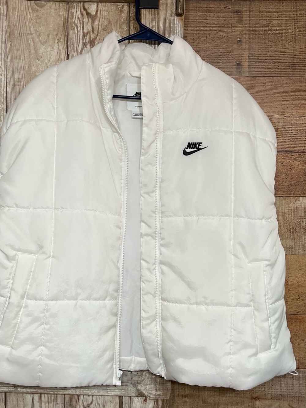 Nike White Jacket with Black Swoosh Tag